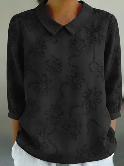 🤩🤩Romantic Floral Embroidered Peter Pan Collar Shirt Blouse