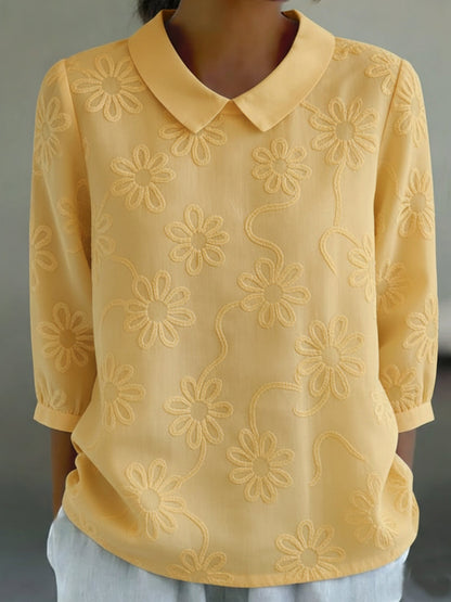 🤩🤩Romantic Floral Embroidered Peter Pan Collar Shirt Blouse