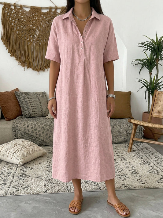 🤩🤩Women’s Cotton Linen Polo Dress – Casual Short Sleeve Summer Dress(Buy 2 Free Shipping)