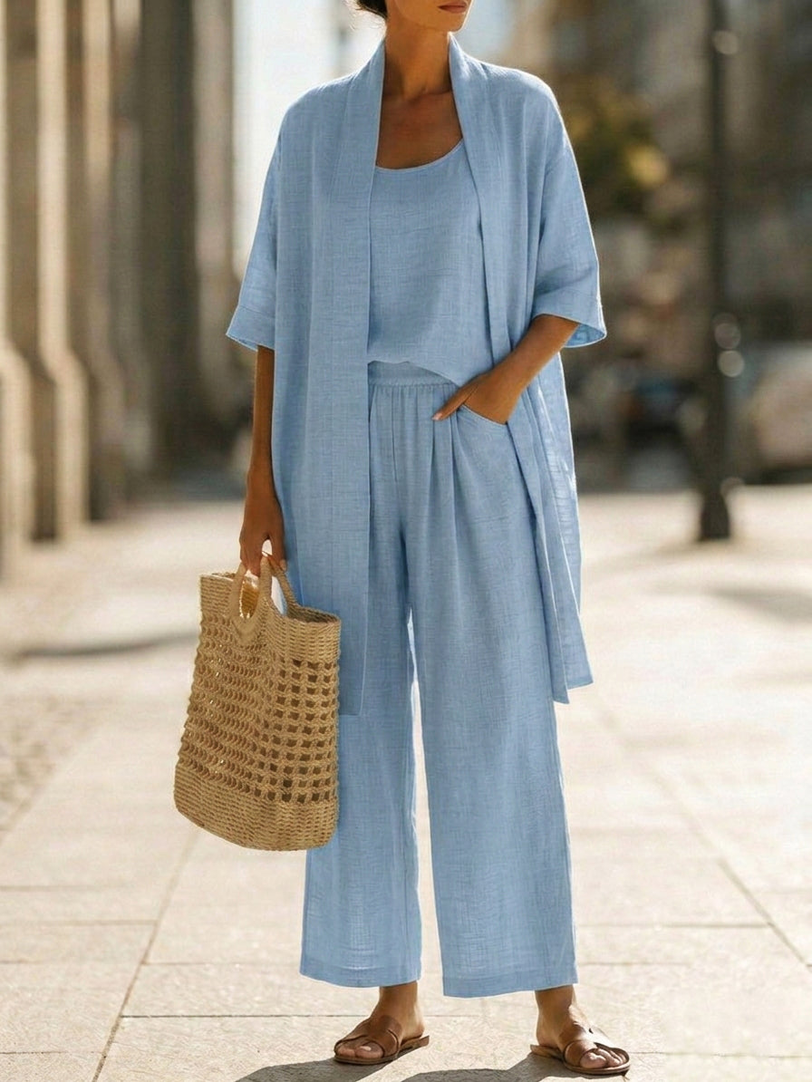 💝💝Minimalist Linen-cotton Three-piece Set - Comfortable For Everyday Wear