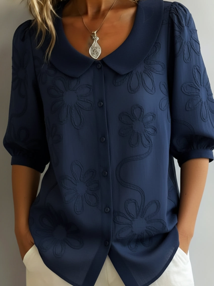 🤩🤩Vintage Peter Pan Collar Embroidered Floral Shirt(Buy 2 Free Shipping)