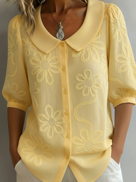 🤩🤩Vintage Peter Pan Collar Embroidered Floral Shirt(Buy 2 Free Shipping)