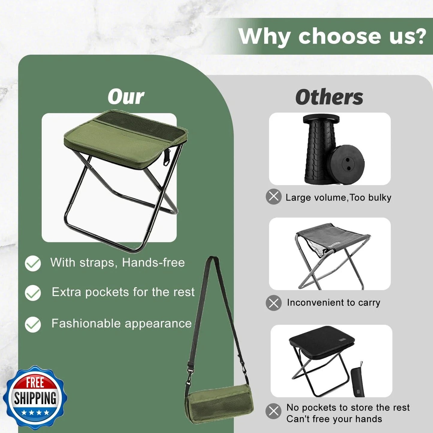 🤩🤩Portable Foldable Backpack Stool,Tiny Foldable Stool which can Turned Into a
