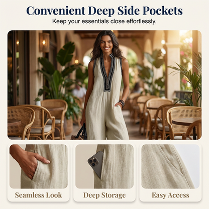 🤩🤩Women's Sleeveless V-Neck Wide-Leg Jumpsuit